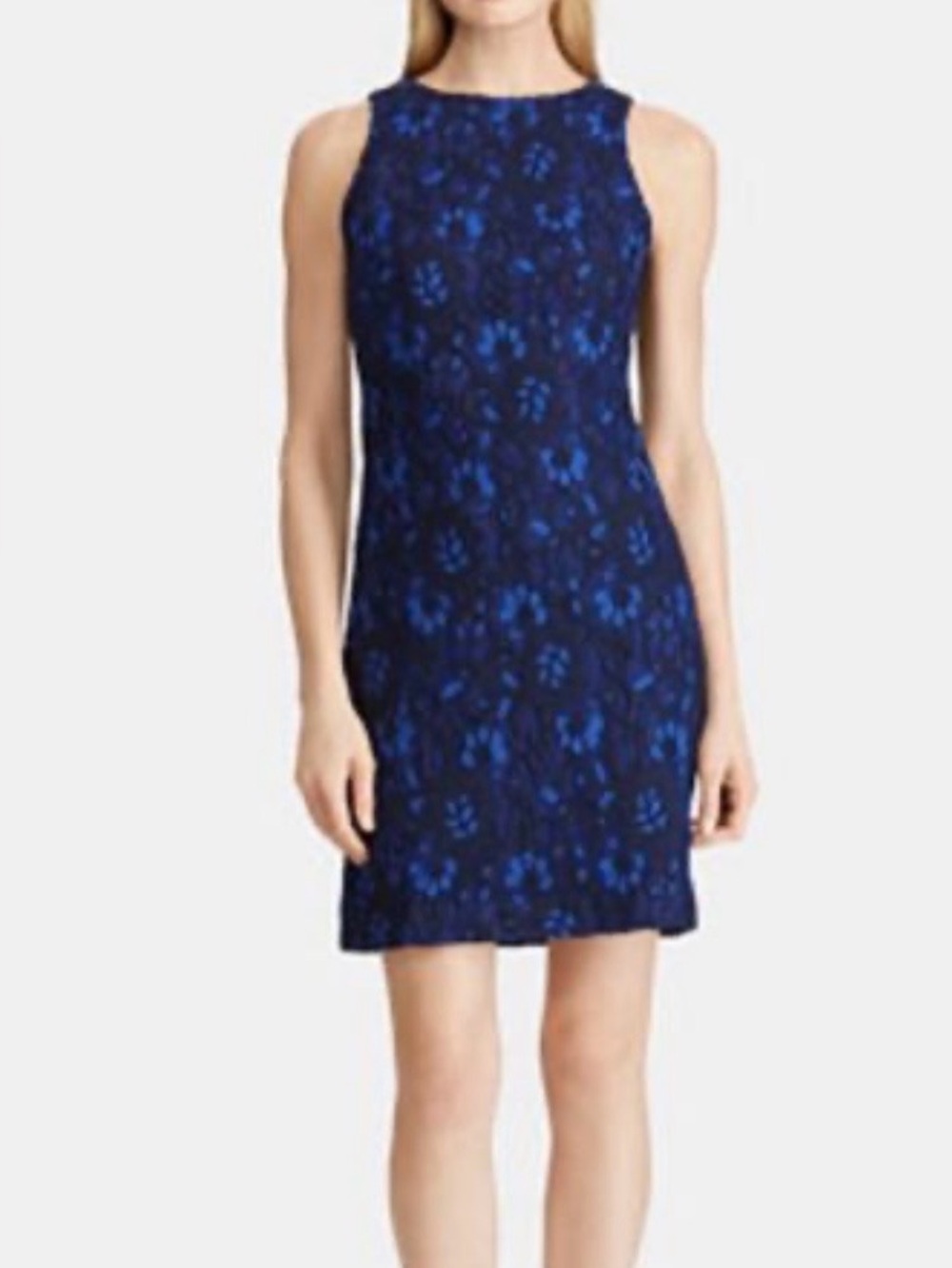 Ralph Lauren blue lace sleeveless cocktail dress size 10P